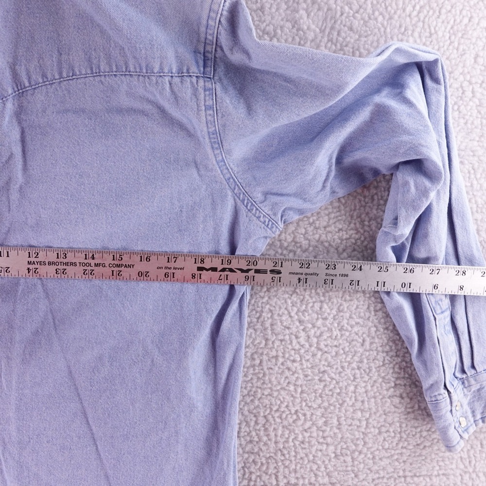 VTG Wrangler Western Shirt Mens XXL Blue Denim Pearl Snap Long Sleeve BW1251B - Picture 5 of 7
